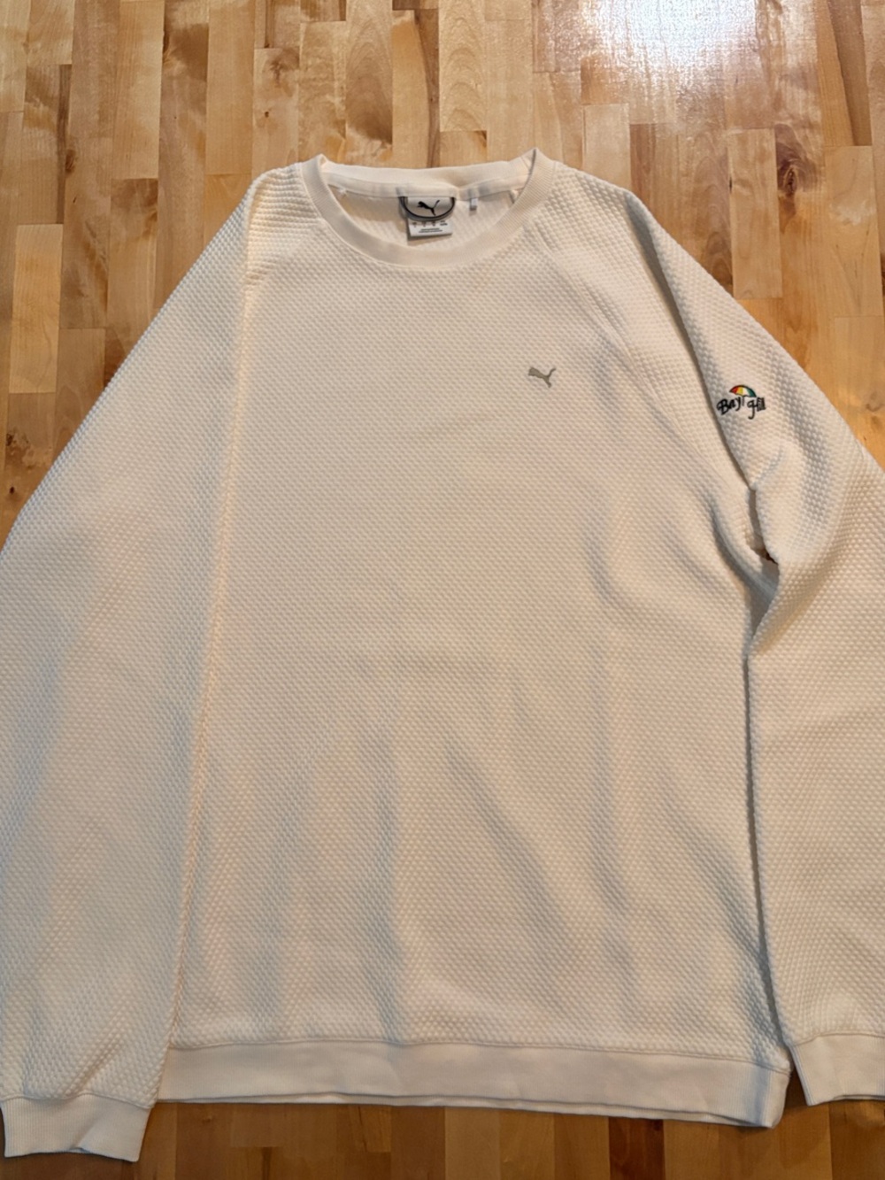 Puma Bay Hill Logo Cream  Crewneck Textured Sweater